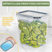 Ensemble de 8 conteneurs de stockage en plastique transparent de haute qualité disponibles en plusieurs tailles hermétiques empilables pour le stockage de la cuisine