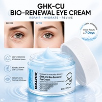 Crème Contour des Yeux Anti-Rides, Anti-Cernes, Anti-Poches et Anti-Rides Fines au Céramide, Peptide de Cuivre Bleu GHK-Cu et Acide Hyaluronique