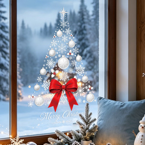 Autocollants statiques <span class=keywords><strong>de</strong></span> Noël pour fenêtres, décorations <span class=keywords><strong>de</strong></span> Noël blanches, <span class=keywords><strong>sapin</strong></span>, nœud, flocon <span class=keywords><strong>de</strong></span> neige, autocollants pour fenêtres sans adhésif, autocollants en PVC pour la décoration <span class=keywords><strong>de</strong></span> la maison en période des fêtes - Product Image 4