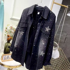 <span class=keywords><strong>Camicia</strong></span> in Denim con strillatura a caldo e diamanti in Denim Casual camicette a maniche lunghe donna autunno inverno 2025 <span class=keywords><strong>camicia</strong></span> <span class=keywords><strong>di</strong></span> <span class=keywords><strong>jeans</strong></span> larga - Product Image 6