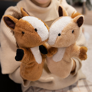 Marionnette à main en forme de tête de cheval, peluche super douce <span class=keywords><strong>avec</strong></span> rembourrage en coton PP, design brodé, jouet de confort pour anniversaire - Product Image 5