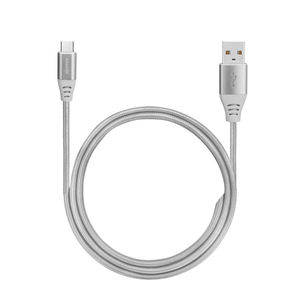 3ft <span class=keywords><strong>6ft</strong></span> Nam đến Nam <span class=keywords><strong>USB</strong></span> Type-C bện cáp bạc loại A để Loại C Cáp sạc dữ liệu - Product Image 1