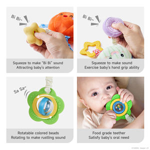 Tumama enfants cadeau jouets apaisants citrouille légumes hochets en peluche ensembles de dentition suspendus aux bébés berceau poussettes activité Mobile - Product Image 6