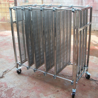 Chariot de roulement antistatique en acier inoxydable pour chariot conducteur de stockage de circuits imprimés avec supports réglables et roues ESD robustes