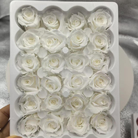 Roses éternelles miniatures, rose nacré, 1-2 cm, 24 pièces, 21 pièces 2-3 cm, qualité supérieure, roses éternelles multicolores, cadeau de fleurs naturelles pour elle