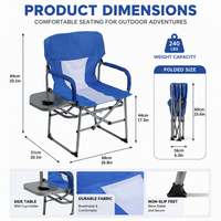 Chaise pliante légère et portable pour l'extérieur avec table et tabouret pour le jardin, le camping, la pêche et la plage, structure en acier