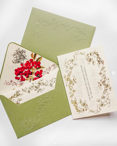 Busta <span class=keywords><strong>per</strong></span> Invito Matrimoniale <span class=keywords><strong>di</strong></span> Lusso in Terracotta Arancione con Inserto Floreale Botanico, Sigillo in Cera Dorata, Stampa Personalizzata Vintage - Product Image 3