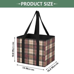กระเป๋าช้อปปิ้งลายสก็อตวินเทจแบบใช้ซ้ำได้, กระเป๋าหิ้วพับได้แบบหนาทนทานพร้อมฐานแข็งแรง, ตะกร้าเก็บของแบบพับได้ - Product Image 2