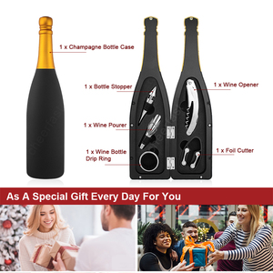 Produits spéciaux ouvre-bouteille de champagne <span class=keywords><strong>en</strong></span> forme de boîte-cadeau <span class=keywords><strong>en</strong></span> métal complètement 5 pièces outils pour le vin kit ouvre-bouteille - Product Image 3