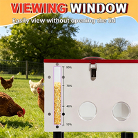 Mangeoire à poulets JH-Mech avec fenêtre de visualisation, 7 ports, capacité de 60 lb, hauteur réglable, grande mangeoire à poulets en acier blanc, automatique