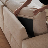 Canapé modulable de luxe carré en forme de bloc de tofu avec dossier amovible, revêtement en chenille, utilisation moderne pour villa et hôtel, rembourrage en éponge, pieds en bois