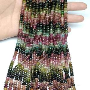 Cuentas facetadas de turmalina natural multicolor de 5 mm y 5,50 mm, certificadas por Aigs, entrega rápida, para la creación de joyería atractiva - Product Image 1