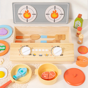 Jouets de cuisine en <span class=keywords><strong>bois</strong></span> Montessori pour l'éducation précoce, ensemble de cuisine factice, légumes, cuiseur à riz, outils de découpe, jouets musicaux - Product Image 3