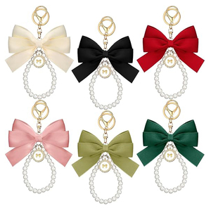 LLavero de lazo, muñequera para mujer, bonito llavero de perlas con lazo, bonito llavero con cuentas, bonito bolso de perlas, accesorios para monedero - Product Image 1