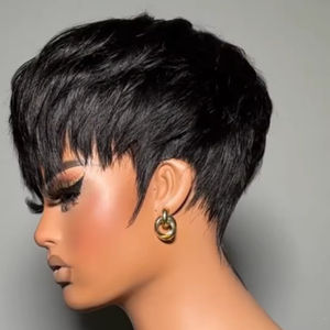 วิกผมบ๊อบสั้นแบบขายส่ง ผมแท้ ติดตั้งง่าย วิกผมแบบเครื่องจักรเต็มรูปแบบ วิกผมแท้บราซิล 100% สำหรับผู้หญิงผิวสี - Product Image 4