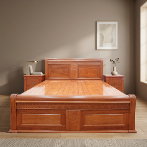 Base de Cama de Plataforma de Madera de Caoba Sólida, Estilo Americano Tradicional y Moderno Vintage, con Almacenamiento y Acabado en PU, Tamaños Doble y Queen - Product Image 3