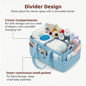 Organisateur de couches portable avec poignée, design triangle bleu, grand compartiment amovible, sac de rangement multifonctionnel - Product Image 3