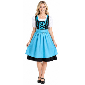 Women's Light Blue Dirndl Dress <b>Oktoberfest</b> <b>Costume</b> Bavarian Beer Maid Halloween Outfit - Product Image 1