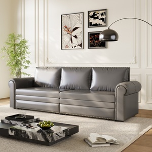 <span class=keywords><strong>Canapé</strong></span>-<span class=keywords><strong>lit</strong></span> 3-en-1 King Size 93,7 pouces, style Chesterfield vintage, avec fonction <span class=keywords><strong>lit</strong></span> gigogne et accoudoirs roulés - Product Image 3