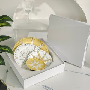 Assiette plaquée or de la série Lucky Star Compass, assiette européenne haut de gamme, luxe léger, assiette occidentale - Product Image 3