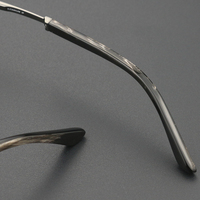 Monture de lunettes demi-cerclées carrées pour hommes, en corne de buffle naturelle, style professionnel et mode, pour adultes myopes - Vente en gros OEM