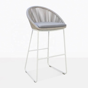 Joy Outdoor Rope Bar Stool in Fog White - Product Image 1