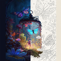 Kit de peinture par numéros pour adultes, papillon de dessin animé, 24 couleurs, toile acrylique imperméable, peinture murale, décoration de la maison, cadeau