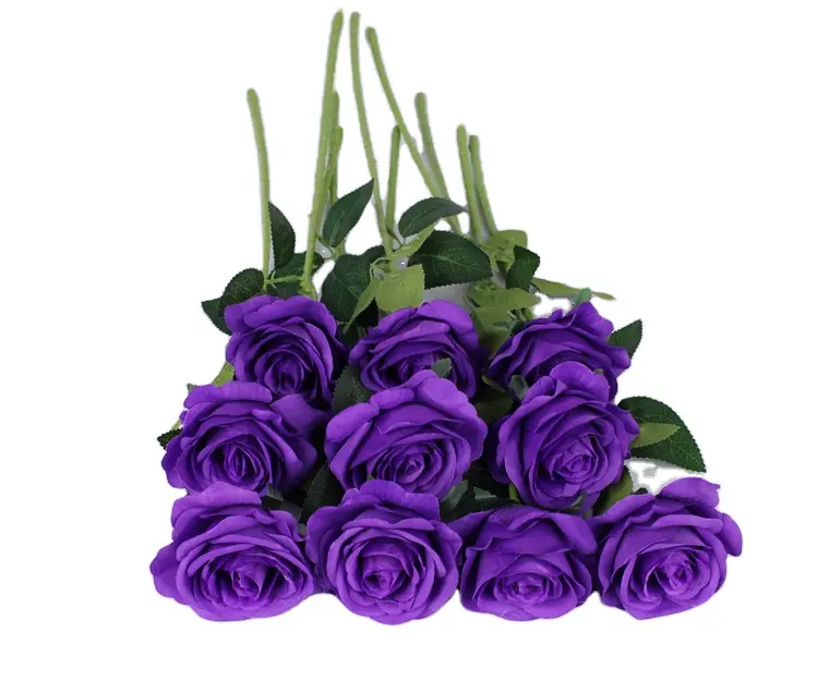 紫のバラ造花結婚式結婚式の装飾のための本物のタッチバラ