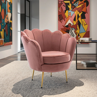 Fauteuil moderne en velours à motifs floraux et fauteuil d'appoint en velours avec pieds en métal pour la maison, le salon ou l'hôtel