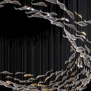 Современная простая креативная люстра из стекла для ресторана, частной комнаты, нового китайского роскошного бокса, элегантной гостиничной комнаты, дизайнерская люстра для кейтеринга - Product Image 3