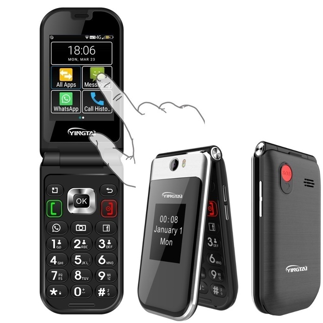 4g Lte Touchscreen Android Flip Android Gsm Mobile Phones  Folding Smart Phone Unlocked Button Phones That Support Facebook