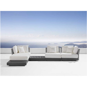 Sofá Seccional de Aluminio con Recubrimiento de Polvo Negro, Sofás de Jardín, Juego de Muebles de Exterior con Cuerda Tejida - Product Image 5