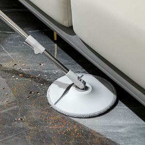 ไม้ถูพื้นแบบหมุนอัตโนมัติ สีขาว ทนทาน ด้ามจับยืดหดได้ ใช้งานง่าย พร้อมผ้าถูพื้นไมโครไฟเบอร์ 2 ผืน และถังแยกน้ำสะอาด-น้ำสกปรก - Product Image 2