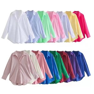 Liu Ming femmes Chic hauts Style décontracté boutonné asymétrie Blouses avec Logo avant Simple mode à manches longues liquidation ventes - Product Image 2