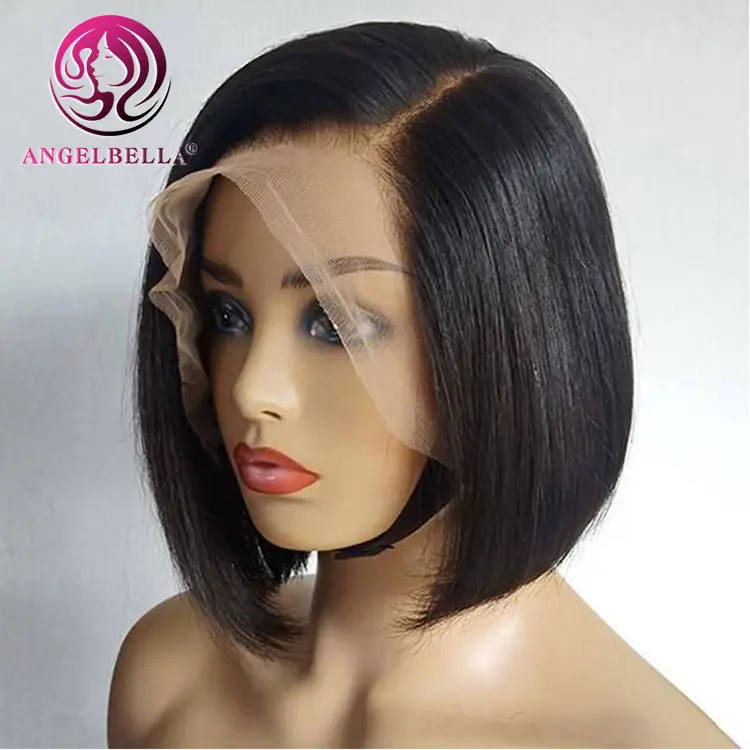 Short Cheap 100% Natural Wigs For Black Woman Vendor Virgin Human Wig Transparent Lace Straight Frontal brazilian Human Hair Wig