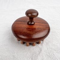 Peigne de massage rond en bois de santal - Outil anti-chute de cheveux pour le bien-être du cuir chevelu et des follicules, stimulant les méridiens ; Soin capillaire thérapeutique favorisant la santé