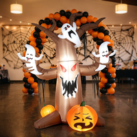 Arbre hanté gonflable d'Halloween avec combinaison fantôme et citrouille, LED intégrées pour décoration de jardin extérieur, fête, festival