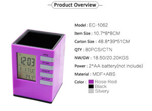 Emaf khuyến mại sinh viên Quà Tặng Máy tính để bàn nhựa văn phòng bút đứng bàn kỹ thuật số Đồng hồ báo thức sinh viên chủ bút với lịch đồng hồ - Product Image 2