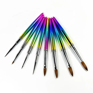 Silver Metal Handle 100% Pure Kolinsky Hair Acrylic Nail Brush Crimped Ferrule Design Wholesale Salon Powder <b>Builder</b> Brush - Product Image 5