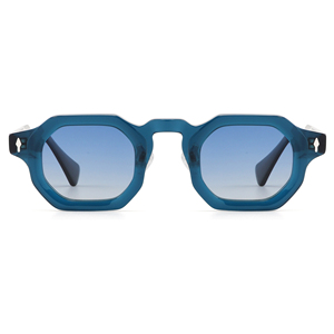 Octagonal Full Rim Sunglasses Solid Blue <b>Frame</b> Polycarbonate Lens Anti-Uv Protection Unisex Adult - Product Image 1