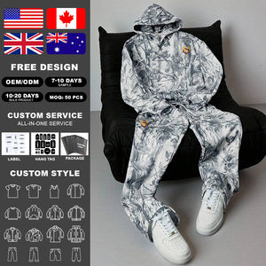 Ensemble sweat-shirt et pantalon de survêtement pour homme KIingSen, tissu en molleton personnalisé, impression DTG sur toute la surface, streetwear, hip-hop, tenue de sport - Product Image 1