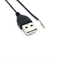 Câble Pigtail USB 2.0 Mâle Personnalisable avec Fils Nus, Câble USB Mâle avec Fil de Cuivre Émaillé à 4 Conducteurs
