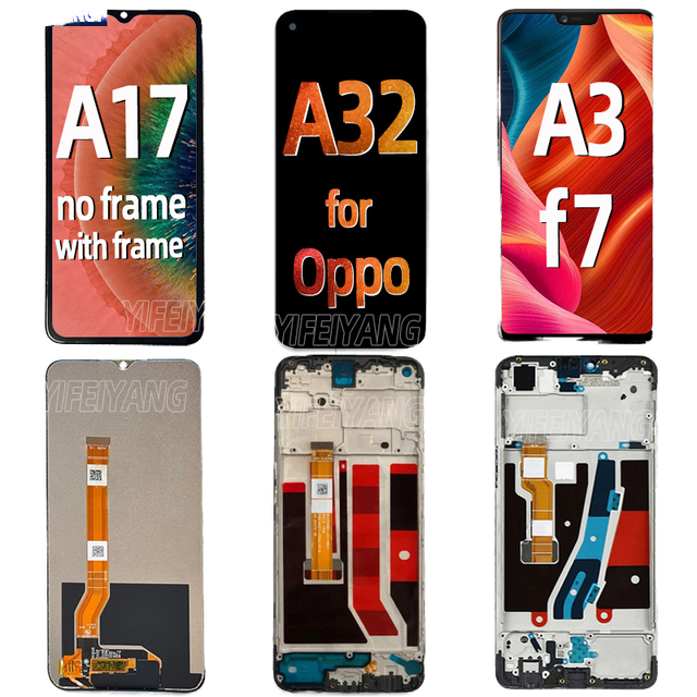 100% Tested Original LCD Display Touch Screen with Frame Digitizer Assembly Oppo A3/F7 A17 A32 Model Compatible 1 Year Warranty