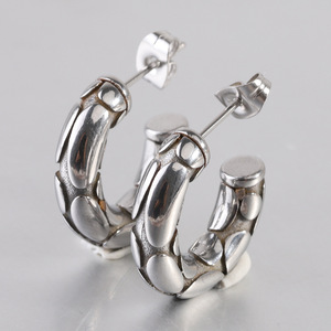 Boucles d'oreilles créoles tendance 5MM en acier doré, forme C épaisse, pour femme, bijoux de fête - Product Image 2