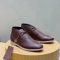 Bottes Chukka mi-hautes en cuir véritable d'Italie, semelle en caoutchouc amortissante, chaussures décontractées de luxe pour hommes, pour le quotidien, les affaires et les activités de plein air