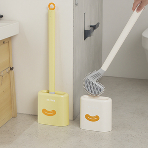 <strong>Silicone</strong> <strong>Antibacterial</strong> Durable Toilet Brush Holders Set Long Handle Double Sides Recessed Bowl for Bathroom New Design Holder - Product Image 1