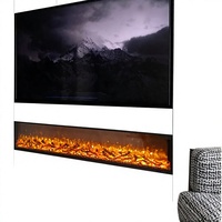 Cheminée électrique encastrée moderne avec LED, flamme réaliste, insert linéaire en verre, 500-1500W, pour mur TV, salon, hôtel