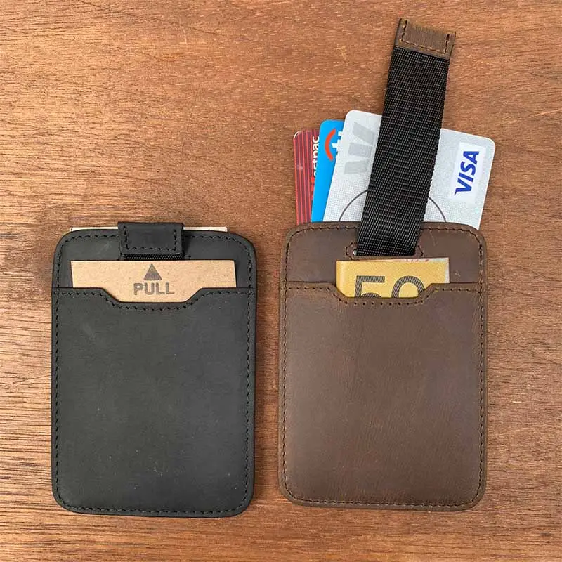 Персонализированный минималистский кожаный бумажник, кожаный держатель для карт и зажим для денег