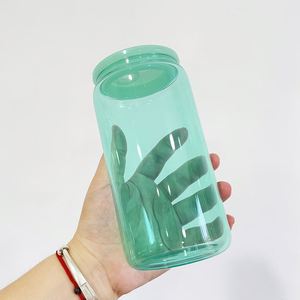 Canettes de soda en verre transparent coloré, incassables, sans BPA, en borosilicate, 16 oz, vierges pour sublimation - Product Image 3