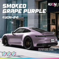 KUCAI 5*59ft Film de protection et de recouvrement pour voiture en vinyle PET satiné super brillant, finition violet raisin fumé